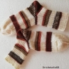 Socken Gr.38/39 handgestrickt Blockstreifen natur / braun