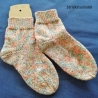 Socken-handgestrickt-Gr. 34/35-weiß/bunt-6fach Sockengarn