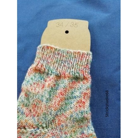 Socken-handgestrickt-Gr. 34/35-weiß/bunt-6fach Sockengarn