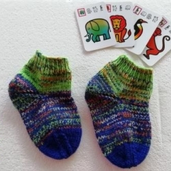 Socken Gr.24/25 -handgestrickt- dickere Socken - blau/grün