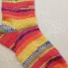 Socken-handgestrickt-Gr. 38/39-Streifen-bunt mit gelb,orange,...