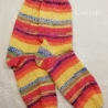 Socken-handgestrickt-Gr. 38/39-Streifen-bunt mit gelb,orange,...