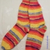 Socken-handgestrickt-Gr. 38/39-Streifen-bunt mit gelb,orange,...