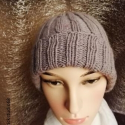 Strickmütze - grau - KU 50-56 cm -  handgestrickt - schlicht