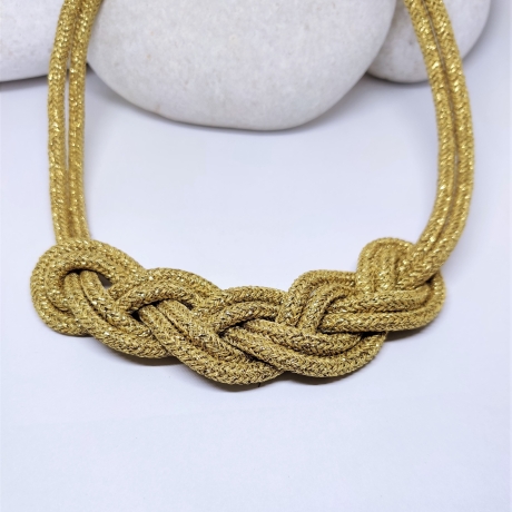 Statementkette handgefertigt Segelseil gold Halskette Knoten
