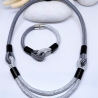 Schmuckset Statementkette Armband Segelseil Silber Grau Frauen