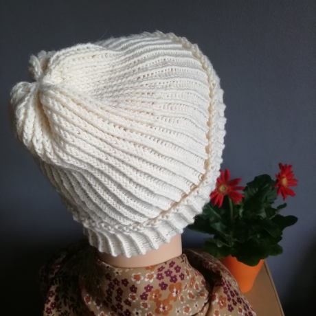 Strickmütze   naturweiß  Patentmuster  KU  54/56 cm