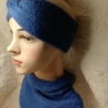 Winterset -Stirnband mit kleinem Halstuch - handgestrickt - blau