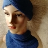 Winterset -Stirnband mit kleinem Halstuch - handgestrickt - blau
