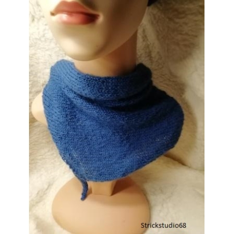 Winterset -Stirnband mit kleinem Halstuch - handgestrickt - blau