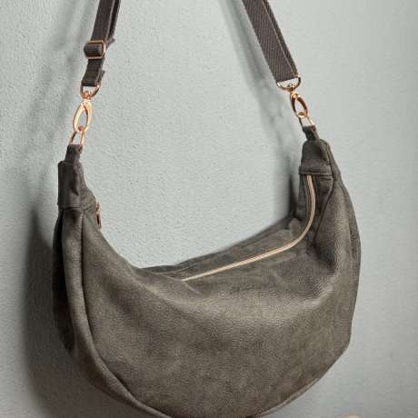 LuniBag grau/rosé Veluors  Kunstleder 