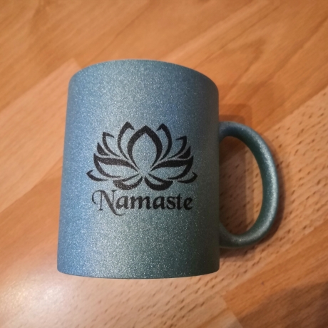 Set Tasse + passender Mug Rug, Untersetzer, Namaste