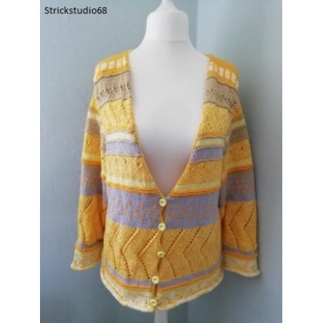 Strickjacke - handgestrickt - Gr.36/38 - Mustermix-helle Farben