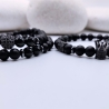 Armband Herren 3 Teile Schwarz Matt Onyx Krone Strass Kugel