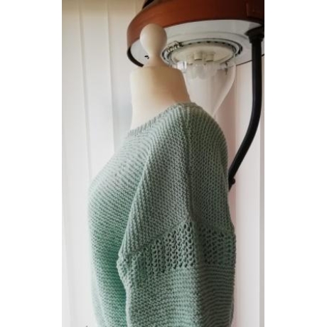 Pullover - handgestrickt - Gr.36/38 - mint - Lochmuster im Ärmel