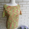 Shirt - kurzarm -  Gr. 36/38 - Lochmusterpasse - handgestrickt