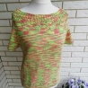 Shirt - kurzarm -  Gr. 36/38 - Lochmusterpasse - handgestrickt