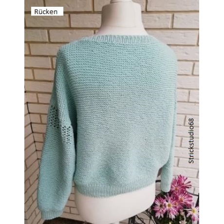 Pullover - handgestrickt - Gr.36/38 - mint - Lochmuster im Ärmel