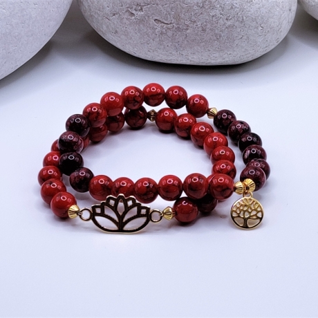 Armband Set Lotusblume Lebensbaum Jade Heilsteine Geschenk Damen