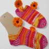 Sneaker  Gr. 38/39 handgestrickt  gelb, pink, orange,weiß