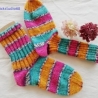 Socken - Gr. 36/37 - handgestrickt - Blockstreifen - bunt