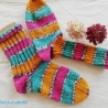 Socken - Gr. 36/37 - handgestrickt - Blockstreifen - bunt