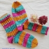 Socken - Gr. 36/37 - handgestrickt - Blockstreifen - bunt