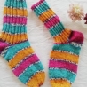 Socken - Gr. 36/37 - handgestrickt - Blockstreifen - bunt