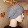 Strickmütze - Béret - handgestrickt - grau - KU 57-59 cm