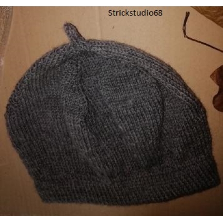 Strickmütze - Béret - handgestrickt - grau - KU 57-59 cm