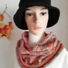 Schlauchschal - handgestrickt - bunt - orange, grün, blau,weiß