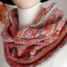 Schlauchschal - handgestrickt - bunt - orange, grün, blau,weiß