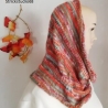 Schlauchschal - handgestrickt - bunt - orange, grün, blau,weiß
