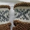 Handstulpen - Fair Isle Muster - gestrickt - braun / weiß / grau