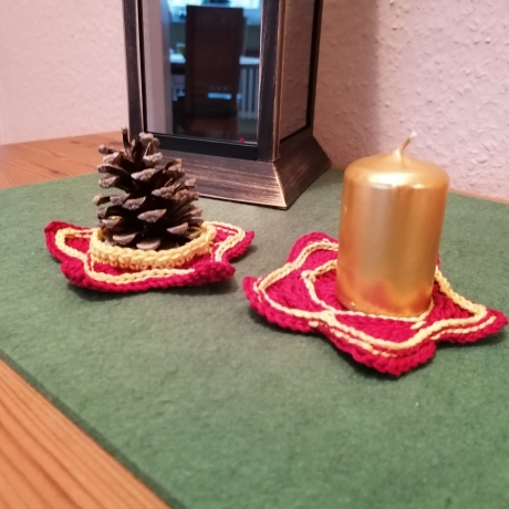Gehäkelter Teelichthalter Stern (Geschenk, Weihnachten, Deko)