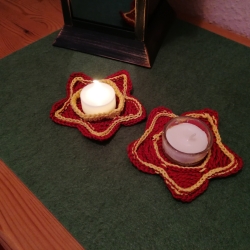 Gehäkelter Teelichthalter Stern (Geschenk, Weihnachten, Deko)