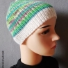 Strickmütze -KU: 54-56cm - weiß/grün Farbverlaufsgarn