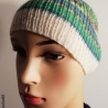 Strickmütze -KU: 54-56cm - weiß/grün Farbverlaufsgarn