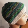 Strickmütze -KU: 54-56cm - weiß/grün Farbverlaufsgarn