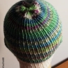 Strickmütze -KU: 54-56cm - weiß/grün Farbverlaufsgarn