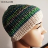 Strickmütze -KU: 54-56cm - weiß/grün Farbverlaufsgarn