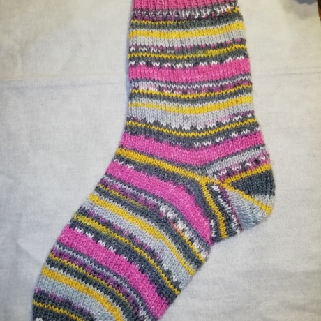 Socken Gr. 36/37 handgestrickt  Streifen bunt kräftige Farben