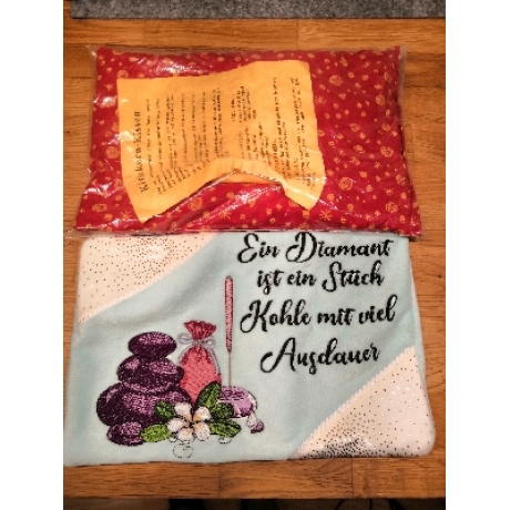 N-KH0005 Kissenbezug  Kirschkernkissen 28x18 - handmade, bestickt