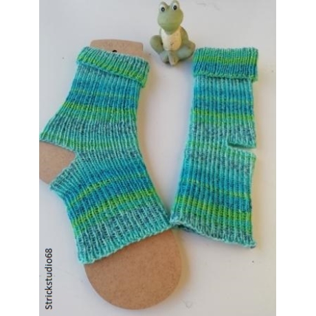 Yoga Socken-Gr.36/37-handgestrickt-grüntürkis