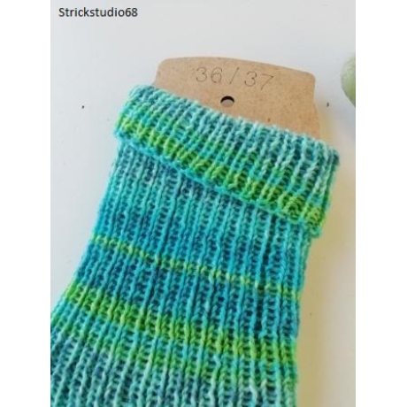 Yoga Socken-Gr.36/37-handgestrickt-grüntürkis