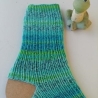 Yoga Socken-Gr.36/37-handgestrickt-grüntürkis