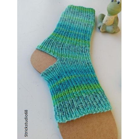 Yoga Socken-Gr.36/37-handgestrickt-grüntürkis