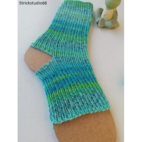 Yoga Socken-Gr.36/37-handgestrickt-grüntürkis