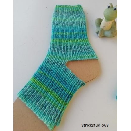 Yoga Socken-Gr.36/37-handgestrickt-grüntürkis