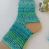 Yoga Socken-Gr.36/37-handgestrickt-grüntürkis